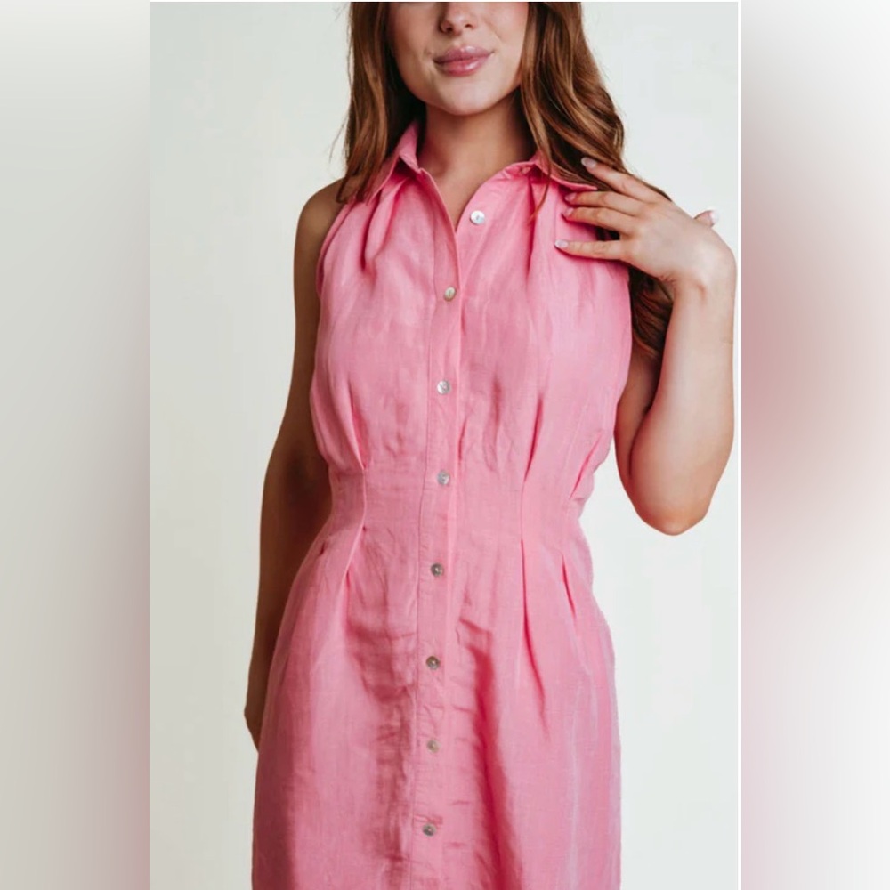 🌸 LaRoque Original Coral Pink Linen Bubble Dress – Size S – NWT 🌸